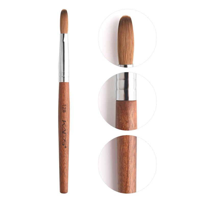 Rolabling Nail Brush Kolinsky Sable Acrylic Nail Art Brush Professional Red Wooden Nail Brush (12#) - Image 1